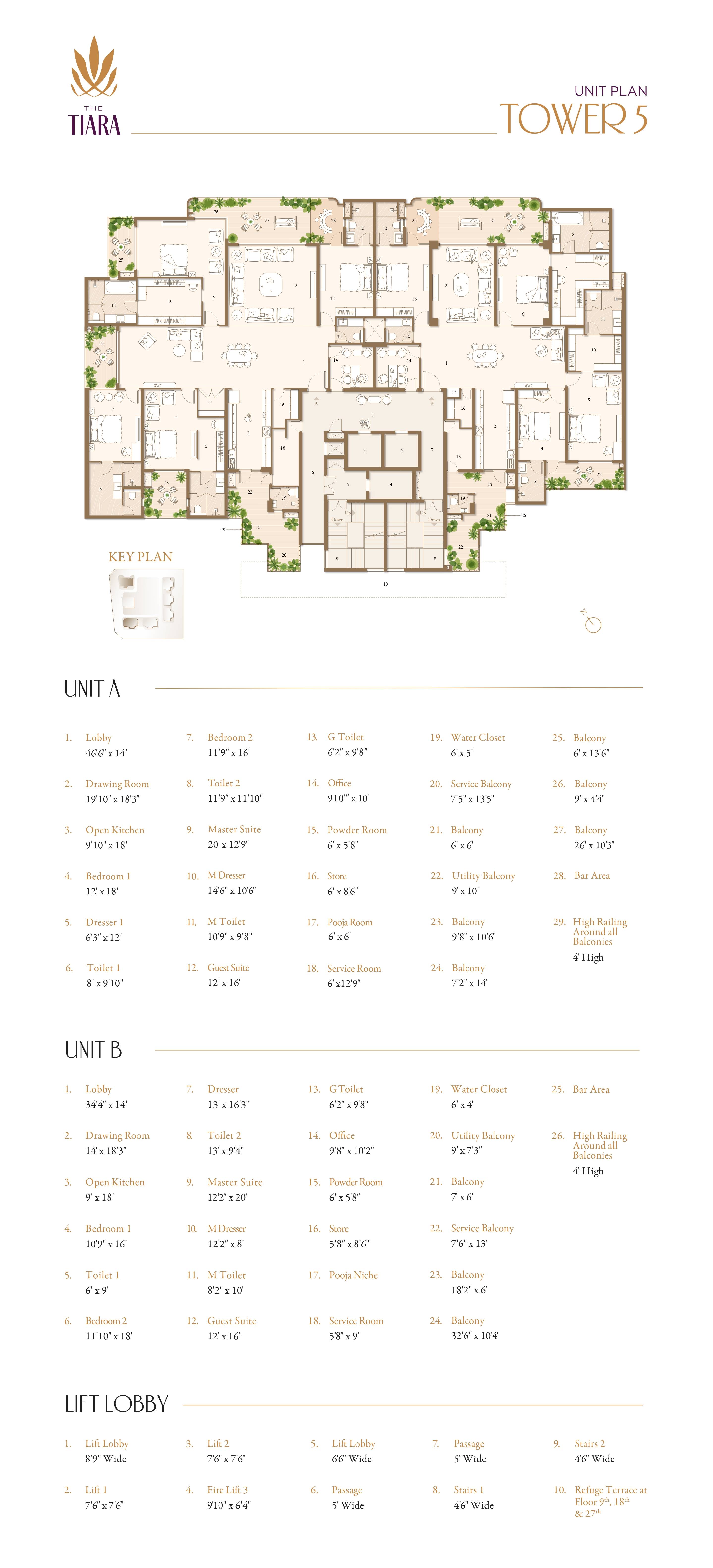 Tower 5 unit plan at The Tiara