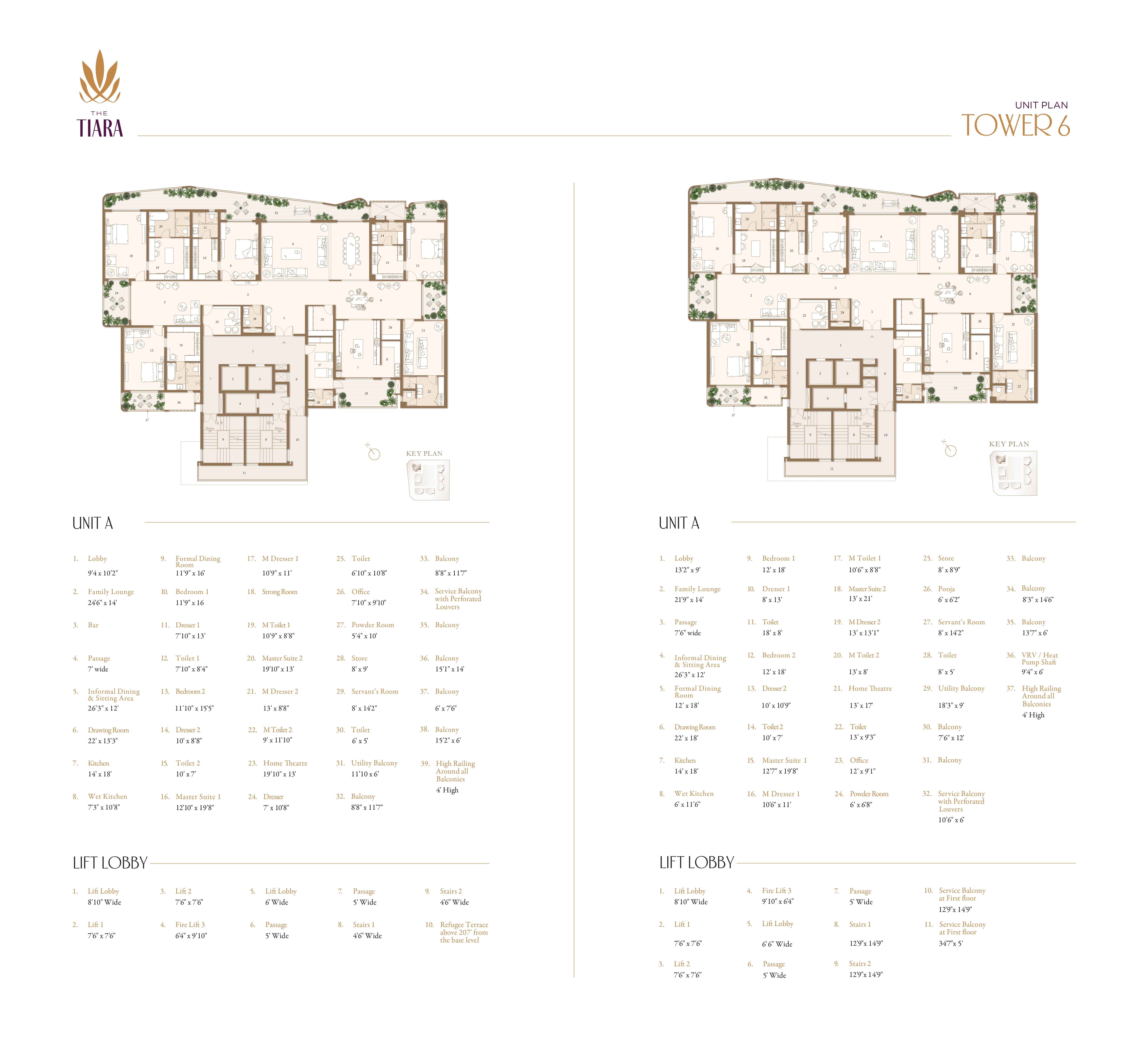 Tower 6 unit plan at The Tiara