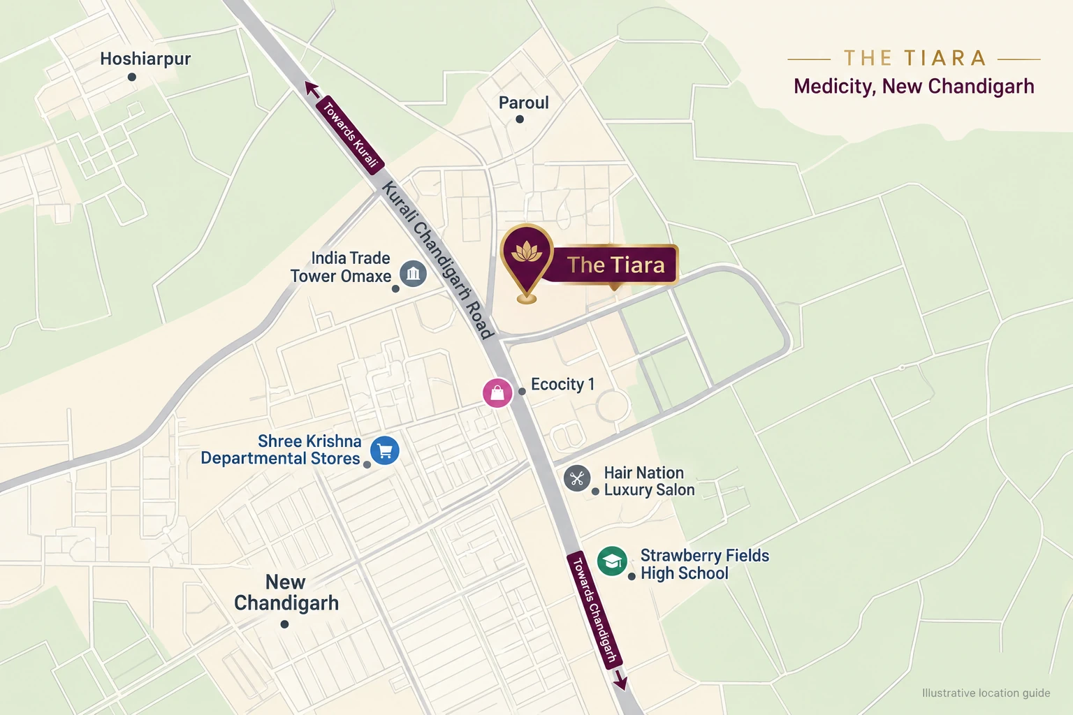The Tiara location in Medicity New Chandigarh